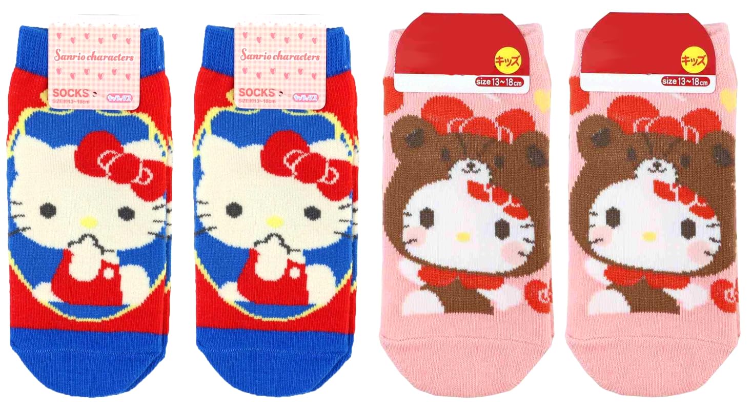 

Sanrio Hello Kitty Kids Socks Set of 4 pairs of blue retro socks and 2 pairs of pink friend costume [Small Planet] (2 socks)