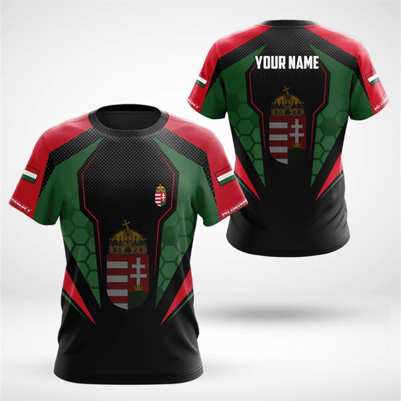 Maďarsko Národní znak Vlajka 3D Pánské tričko Letní Cool Ležérní Kulatý výstřih Krátký rukáv Prodyšné Sportovní Tílka do posilovny Venkovní dresy