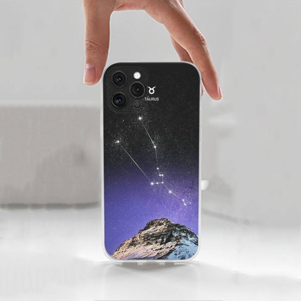 twelve Constellation Case For iPhone X,14,16,Mini,XS,SE,12,15,Pro,17,Plus,11,Max,13,XR,Transparent Soft Cover
