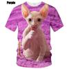 New Fashion Summer Hot Sale 3D Sphynx Cat Men's/women's T Shirt 3D Printing Short-sleeved Round Neck Men's Tops