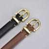 Genuine Leather Womens Belt With Alloy Pin Buckle Slim 1.8cm Width Sweet Chic Style Jeans Office Date Outfits