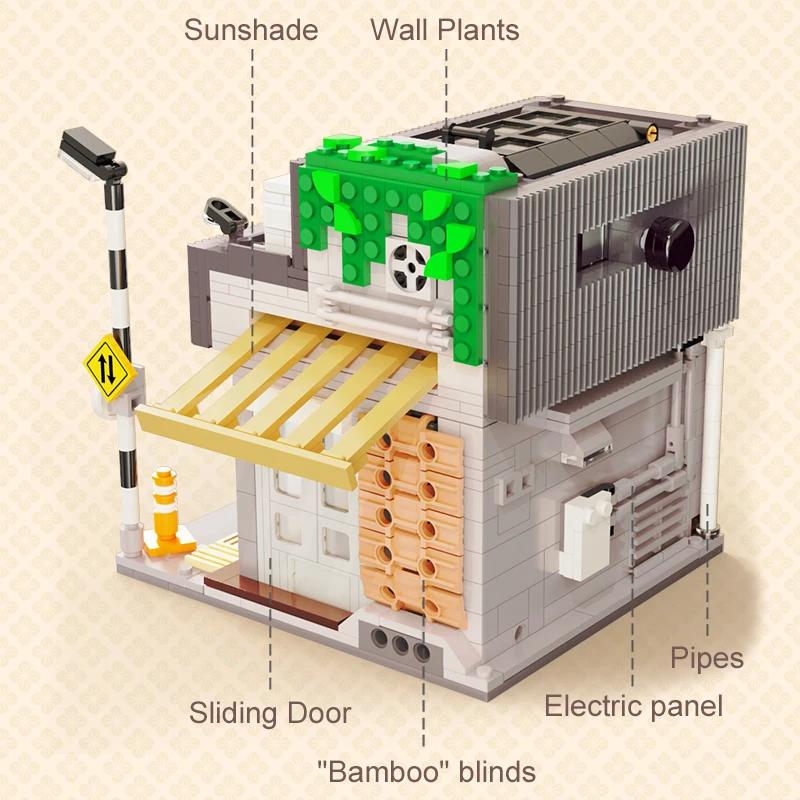 1116Pcs LED City Japanese Style Summer Restaurant Coffee House Building Blocks Friends Light Shop Bricks Toys Children Gift