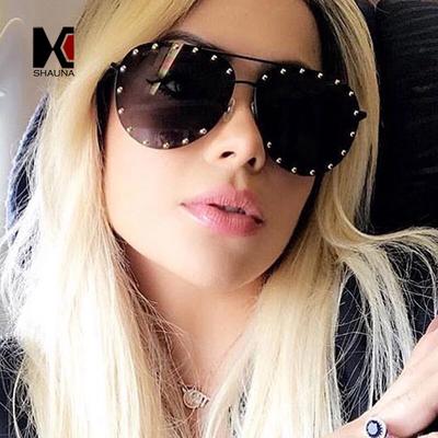 Nail Decoration Women Rimless Pilot Sunglasses Brand Designer Fashion Ladies Gradient/Tinted Punk Style Glasses