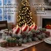 3-Pack Christmas Candy Cane Style Flameless LED Candles – Real-Wax Feel Flickering Spherical Candles with Remote & Timer, Ideal for Holiday Home