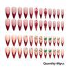 Elegant French Tip Glitters Press On Nail 48PCS Set Long Coffin Shape Snowman Christmas Theme Artificial Nail For Gift