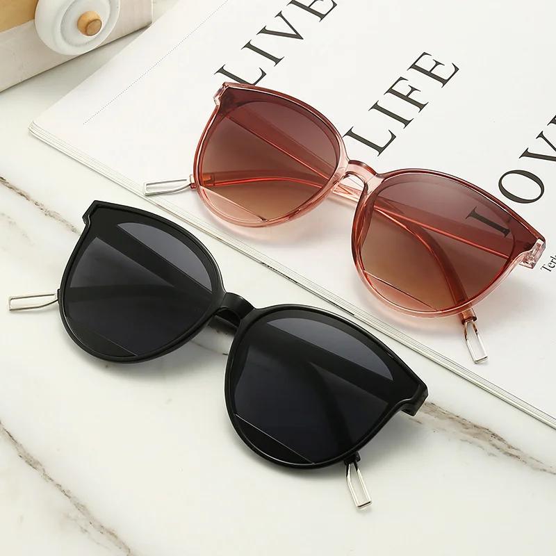 Classic Oval Red Ladies Fashion Round Frame Sunglasses Mirror Female Vintage Plastic Ocean Sun Glasses Rimmed Eyewear