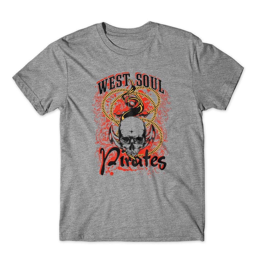 West Soul Pirates T-Shirt. 100% Cotton Premium Tee New S разноцветный