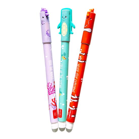 Ozean Tier Radierbare Gelstifte Niedliche 3D Schildkröte Clownfisch Seepferdchen Topper 0,5mm Glatte Schreibstifte mit Radierer Lustige Schulmaterialien