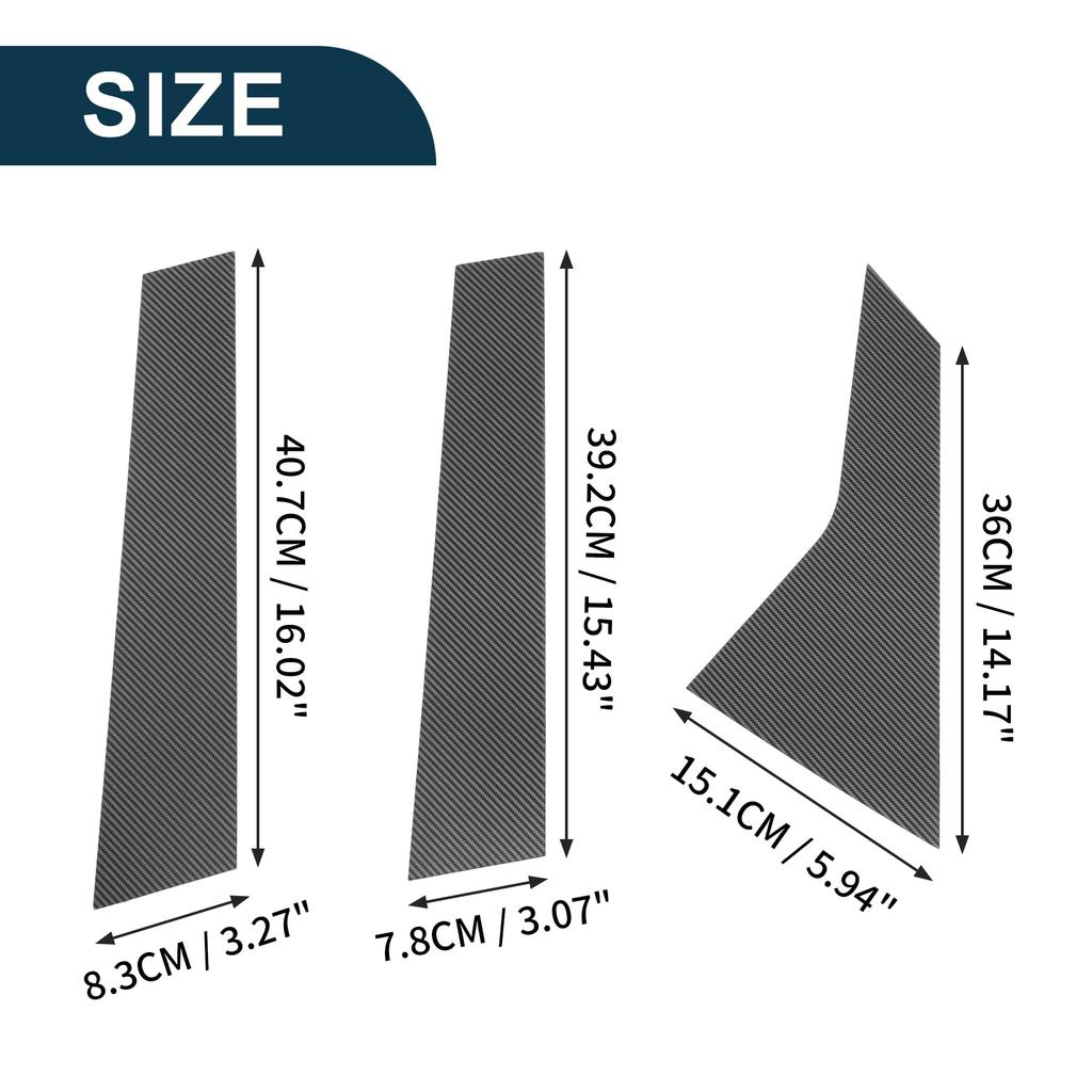 TUCKBOLD Door Pillar Window Trim Anti-Scratch Stickers for Honda Civic 2022-2024, Door Outer Exterior Covers, Carbon Fiber Pattern Black, 6 Pieces