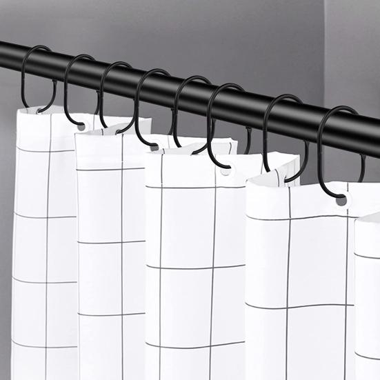 12Pcs Curtain Rings Anti-rust Coating Quick Installation Glides Easily Less Friction Bathroom Shower Curtains Rods Hangers Bathroom Supplies