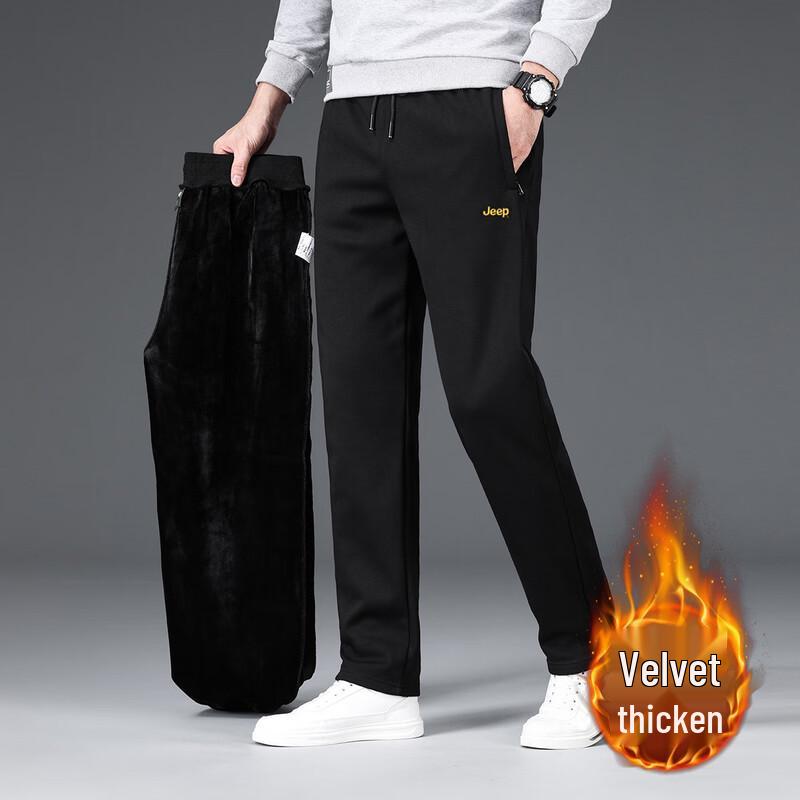 JEEP Men's Autumn/Winter Warm Loose Straight Leg Casual Sweatpants