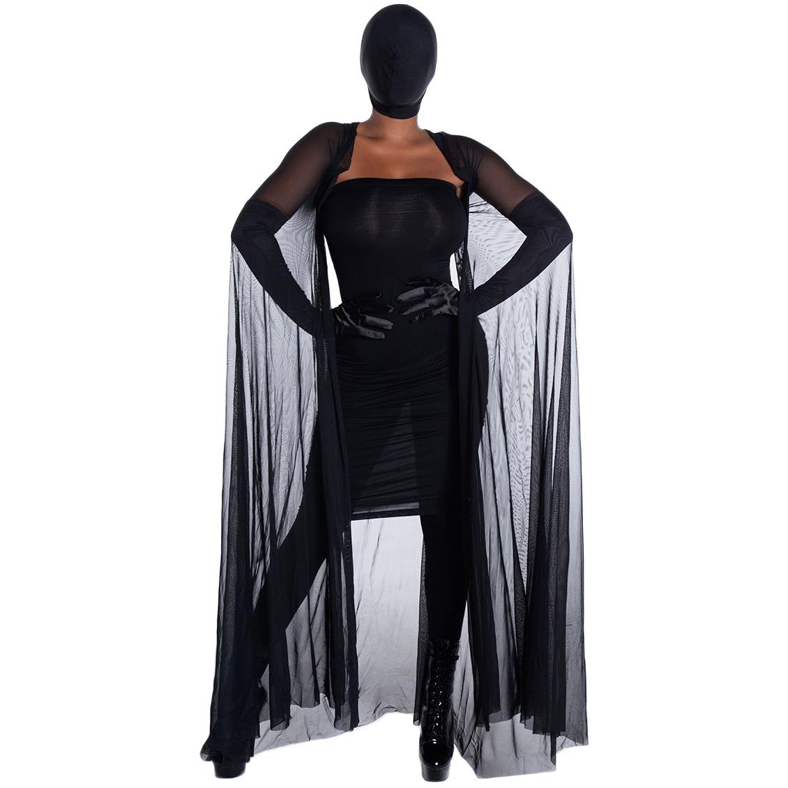 

S-XL Платье вампира в маске ведьмы, накидка 2024 Новый костюм на Хэллоуин Маскарад S чёрный