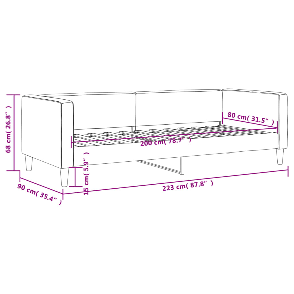 Vidaxl Sofa with Sleeping Function, Taupe Color, 80X200 Cm, Upholstered In Fabric