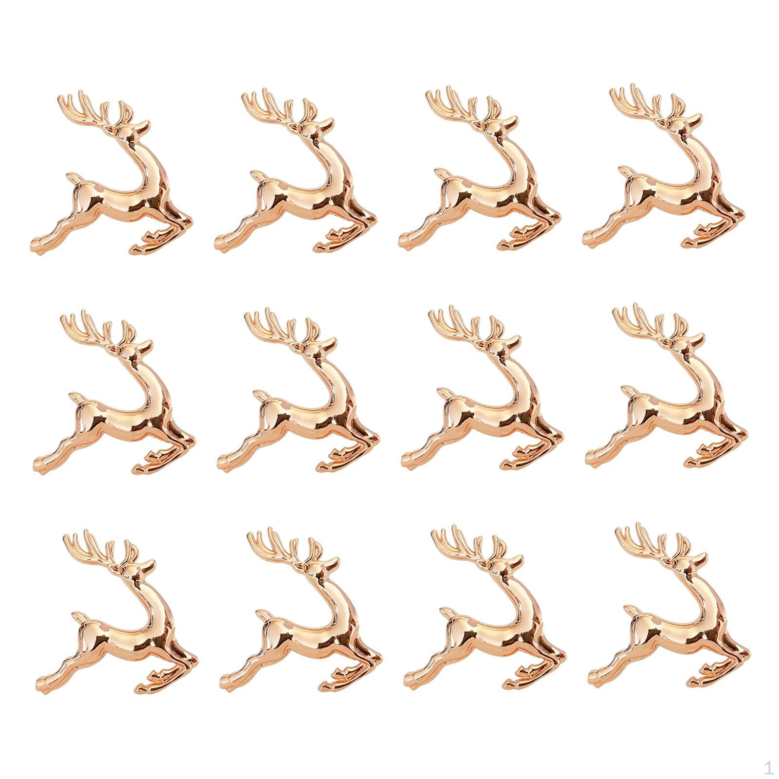 

12 шт., держатели для колец для салфеток из лося, сервировка обеденного стола, изысканные деревенские рождественские пряжки для розового золота