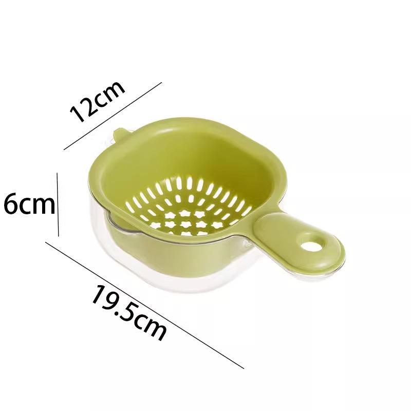 Multi-purpose Double Drain Basket with Handle,Storage Drain Basket Household Fruit Vegetable Basket Plastic Drain Parts LIJIAO зелёный