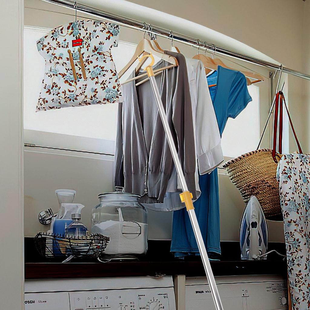 Telescoping Clothes Reach Pole Heavy Duty Retractable Clothesline Rod for Drying At Home Balcony Clothesline Pole