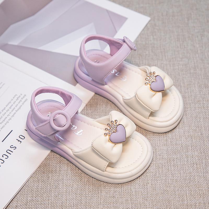 Mädchen Prinzessin Sandalen mit Krone Mode Kinder Schleife Strass Sandalen Kinder Sommer Strand Schuhe Anti-Rutschig Größe 26-37