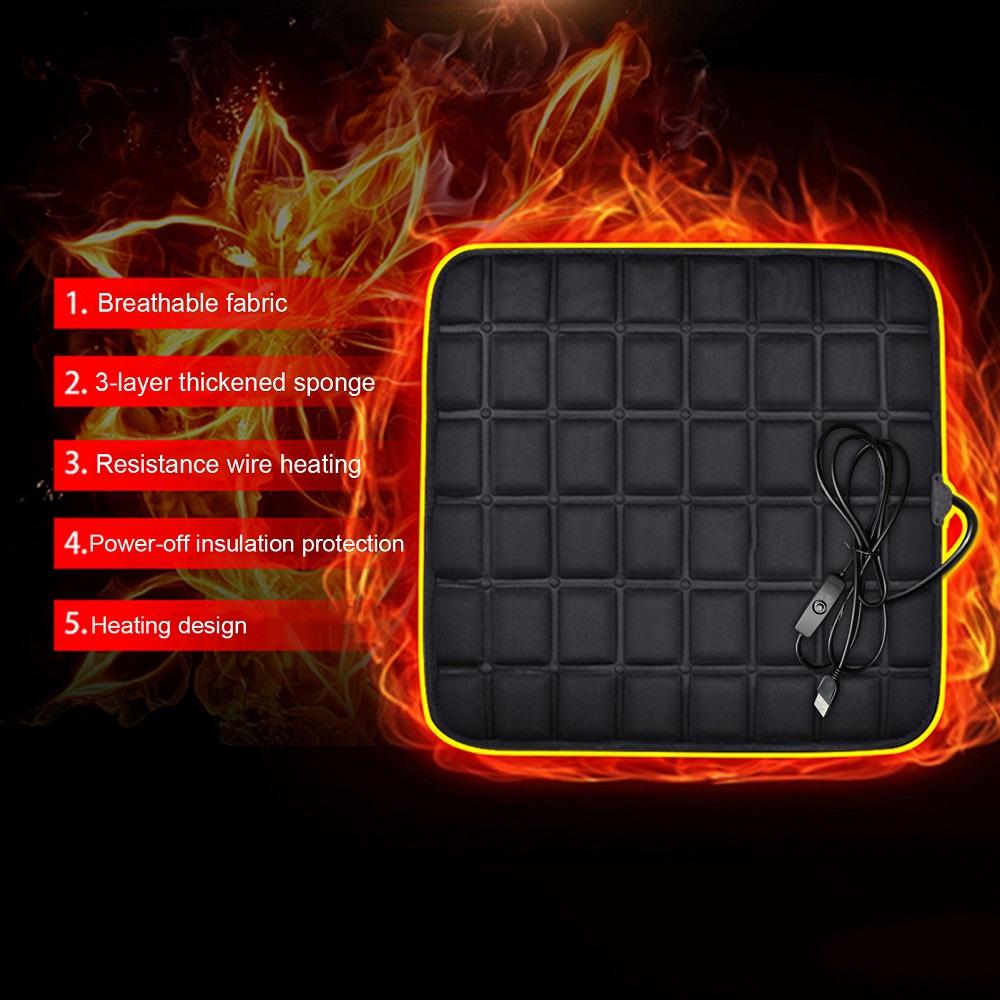 Scaun pernă încălzită pentru mașină, 35W-48W, USB pătrat, electric rapid, anti-alunecare, termic, pentru vehicule Goth, accesoriu pentru tampoane încălzite pentru BMW