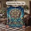 Colorful Floral Mandala Theme Throw Blanket Custom Name Text Personalized Blanket Soft Cozy Blanket for Home Sofa Bed