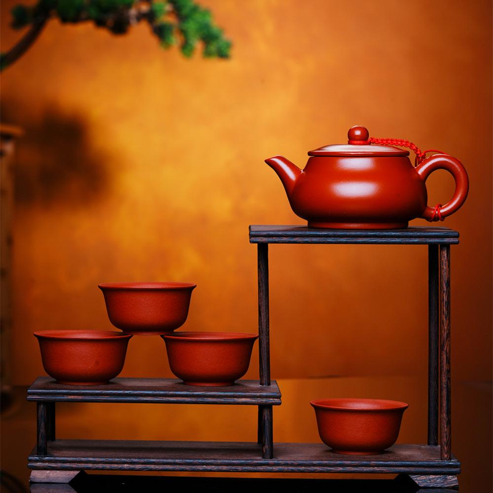 Ming Dynasty Yixing Zisha Teapot Set - Da Hong Pao Design, Customizable for Gifts