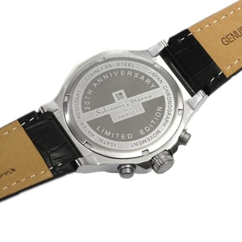 Salvatore Mara Watch Men's Chronograph 10 ATM Water Resistant Leather Strap Business 20th Anniversary Limited Model Silver Purple Black SM18117-SSPL
