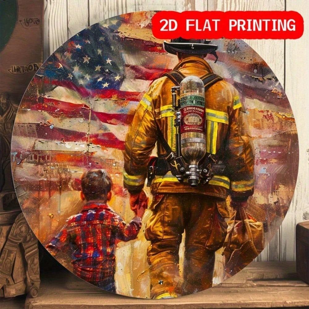

1pc Vintage Round Aluminum Metal Tin Sign American Flag Wall Art Home Man Cave Decor 8x8 Inch 20x20 різнокольоровий