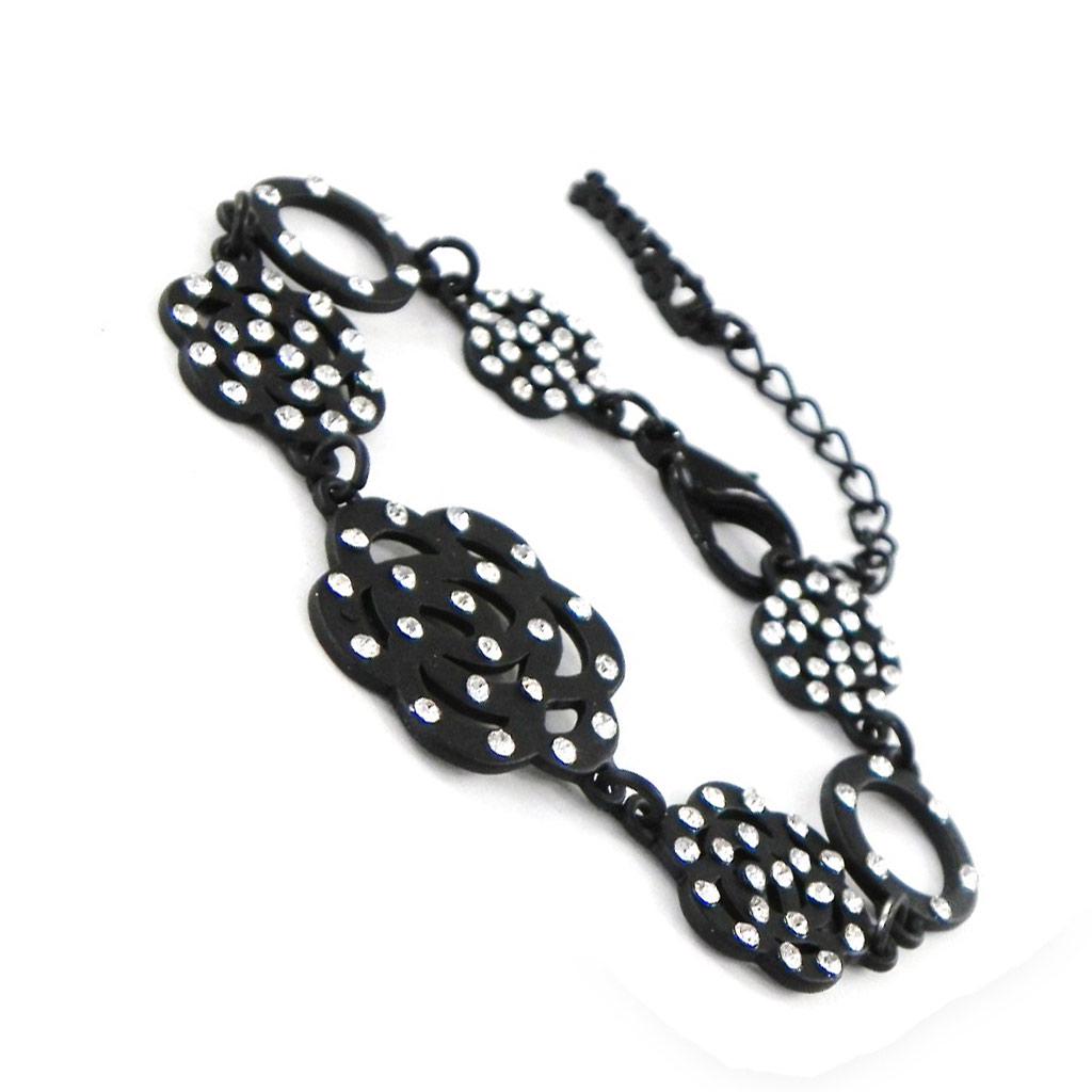 Les Trésors De Lily [G8742] - Black 'Camélia' Designer Bracelet