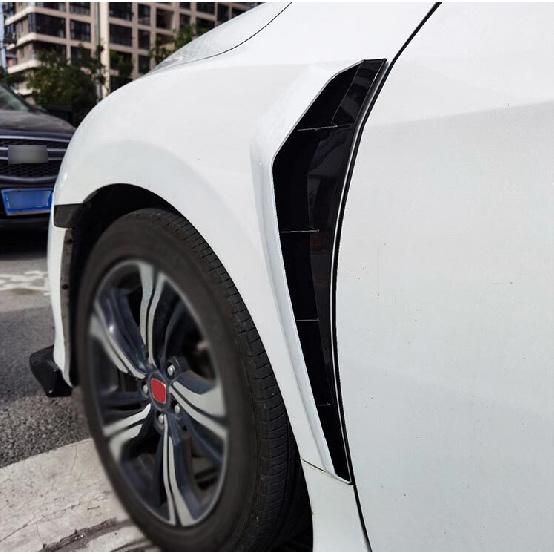 For Honda Civic 2016-21 Black+White Front Side Vent Fender Cover Panel Trim 2pcs