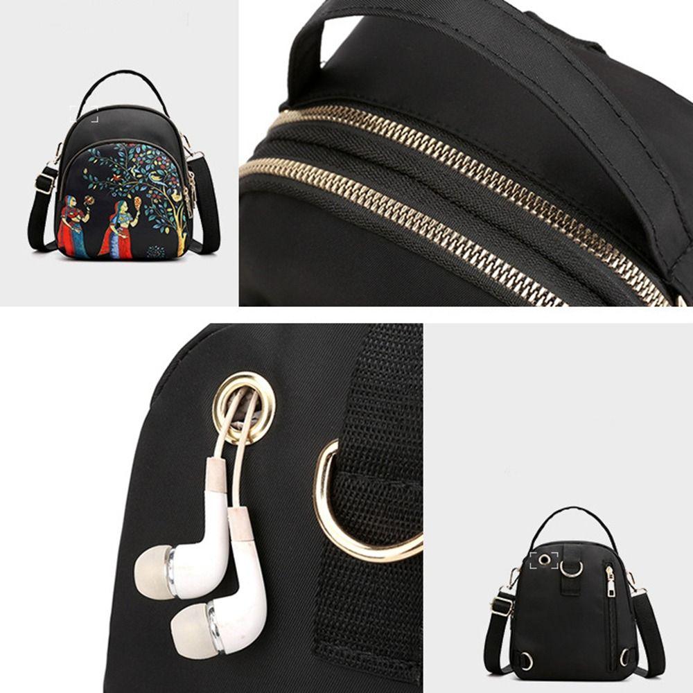 Canvas Nylon Crossbody Bag Zipper Oxford Shoulder Bag Trendy Women Backpack Storage Bag