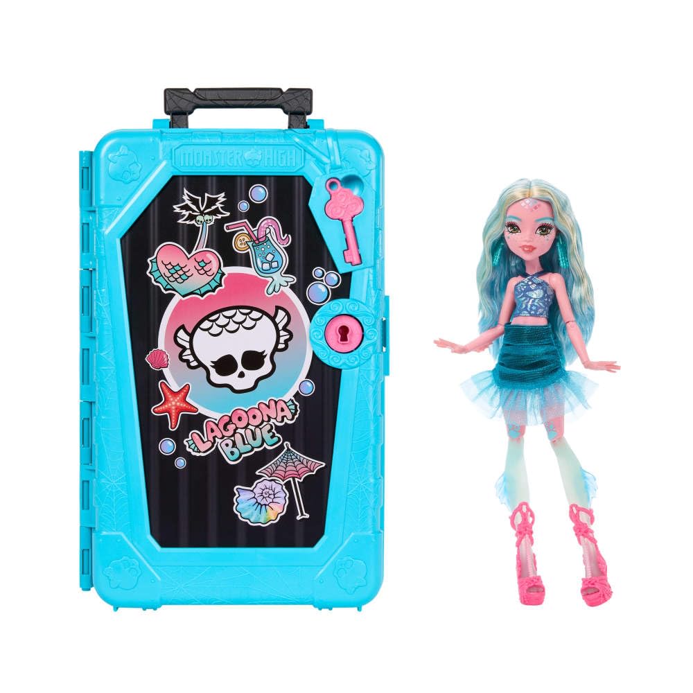 

Monster High Skulltimate Secrets Laguna Blue Doll and Accessory Goa Geoasis with Surprise Set, Destination Suitcase, 19+ Outfit. синий