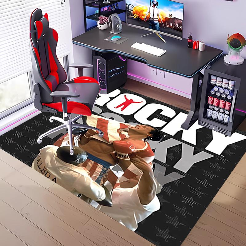 The Champion of Boxing Rock-y-Themed Entrance Mat,Non-Slip Mat Area Rug,Room Decor,Outdoor Decor,Kitchen Rug,Doormat - Machine Washable,Easy to Clean