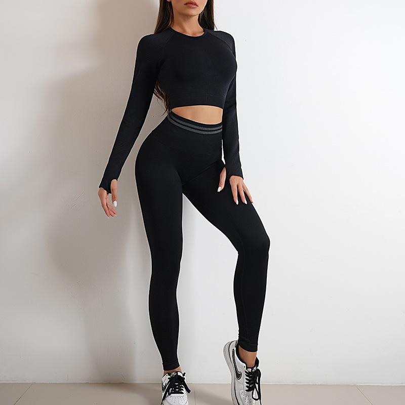 JYL Seamless Knit Yoga Set Hip Lifting Backless Fitness Outfit