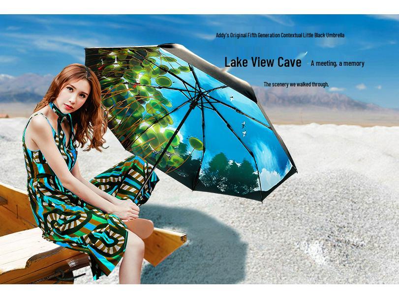 Kompakter UV-geschützter dreifach faltbarer Regenschirm: Sonne & Regen Dual-Use