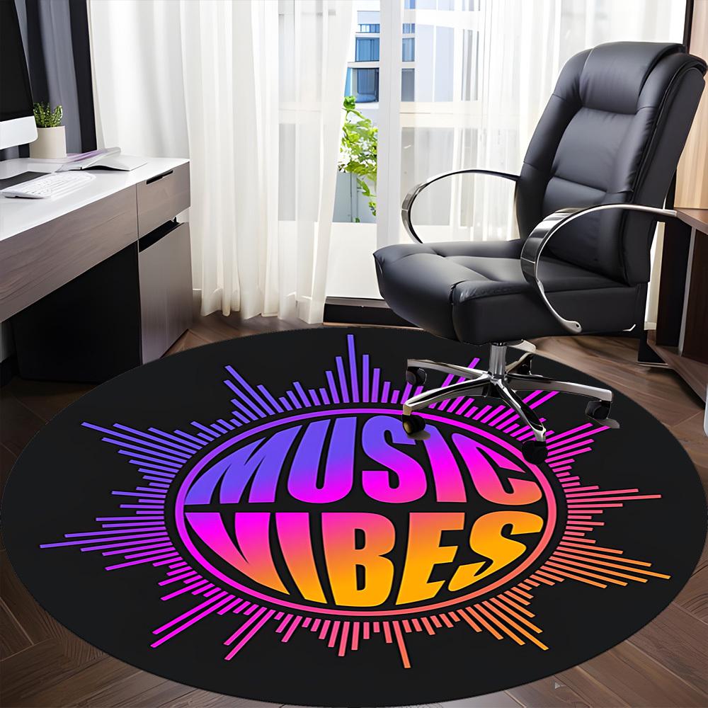 1pc Music Vibes Office Round Rug, Non-slip, Soft and Durable Office Rug for Interior Decoration, Perfect for Office,Decoration Yy260204030