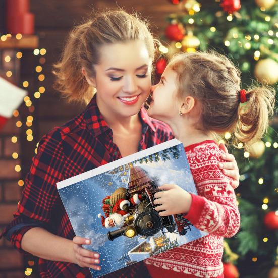 2025 Transportation Advent Calendar 24 Days Christmas Countdown with Collectible Train Plane Pendants Holiday Gifts for Toddler Boys Kids
