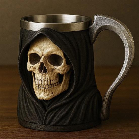 Halloween Skjelett Krus Gotisk Kaffekopp Resin Tekopp Kreativt Drikkeglass for Kjøkken Restaurant Fest Utendørs