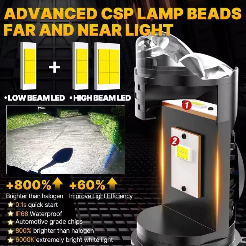 

1Pc H4 Led Lens Mini Bi Led Projector 70W Headlight Bulbs Canbus 9003 Hb2 High Low Beam 6000K Motorbike Turbo Lamps Lhd 12V Onesize