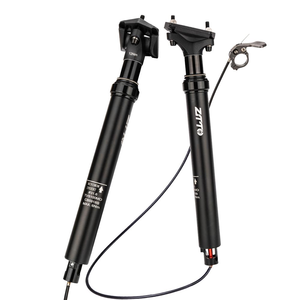 ZTTO MTB Bike Dropper Seatpost Adjustable Suspension Seat Post Tube 30.9mm 31.6mm Internal Routing Cable Remote 100mm Travel