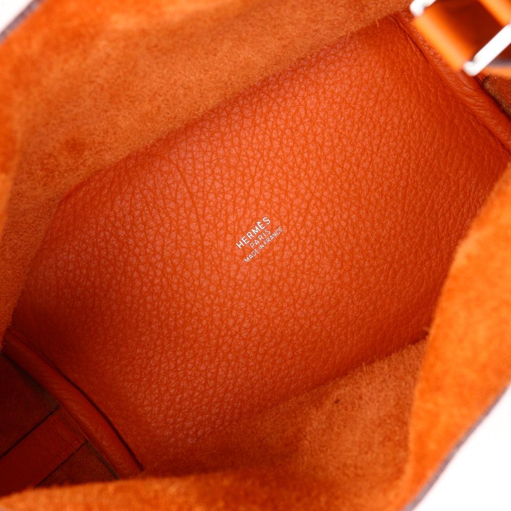 HERMES PicotinPM Handbag Orange Taurillon Clemence Women Used