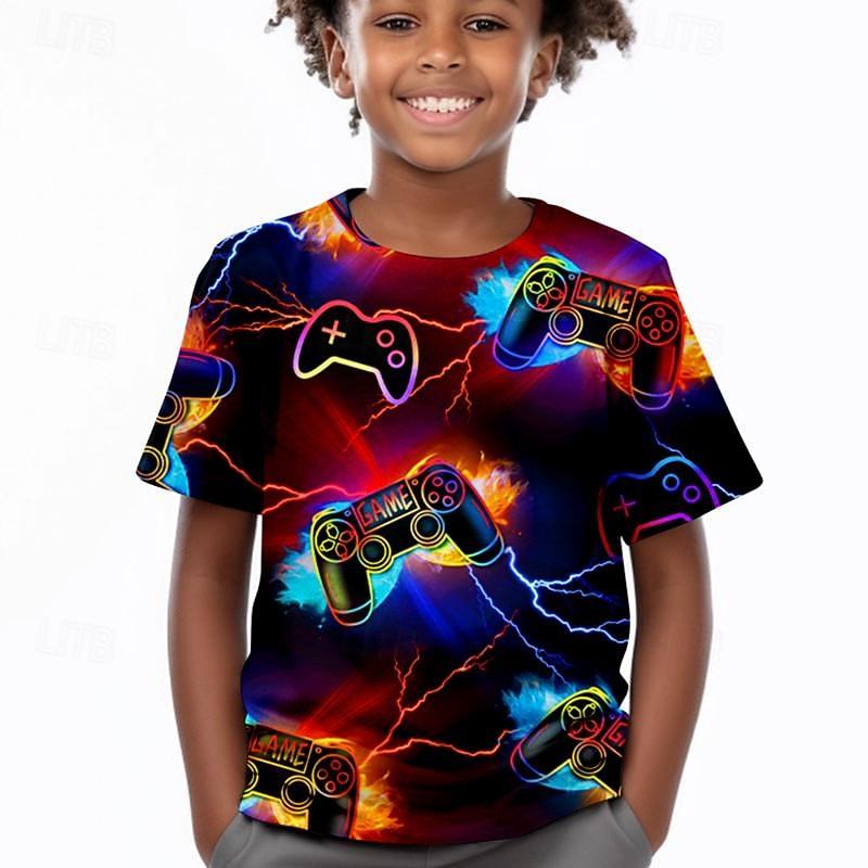 

Boys 3D Game Tee Shirt Short Sleeve 3D Print Summer Active Sports Fashion Polyester Kids 3-12 Years Crew Neck 100