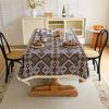 Ethnic Style Dining Tablecloth Thickened Cotton Linen Fabric Tablecloths American Retro Jacquard Coffee Table Cloth Cover Festival Decorative Fabric