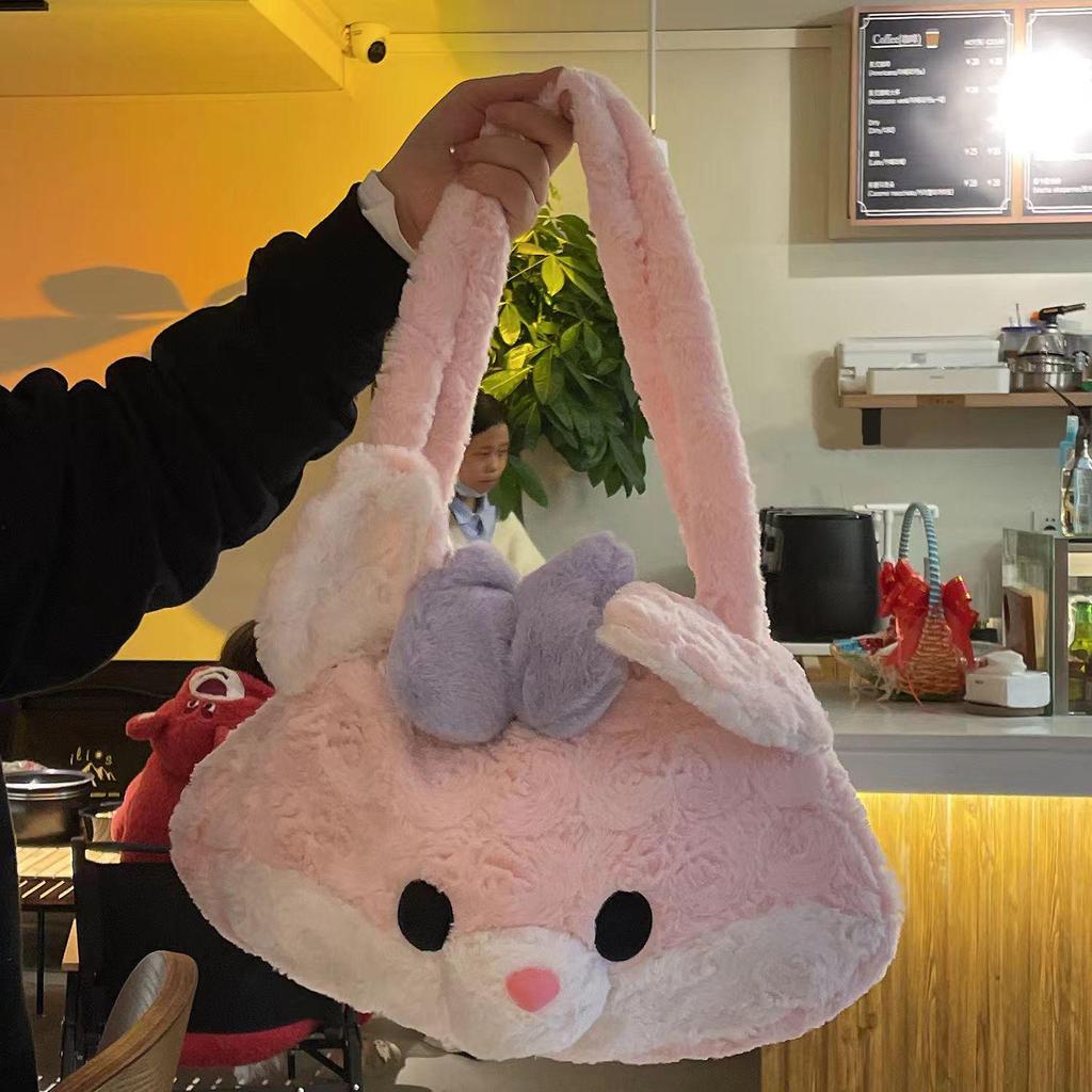 Pluszowa Torba na Ramię Toffee Rabbit - Duża Pojemność, Japoński Design Niszy, Idealna dla Studentek