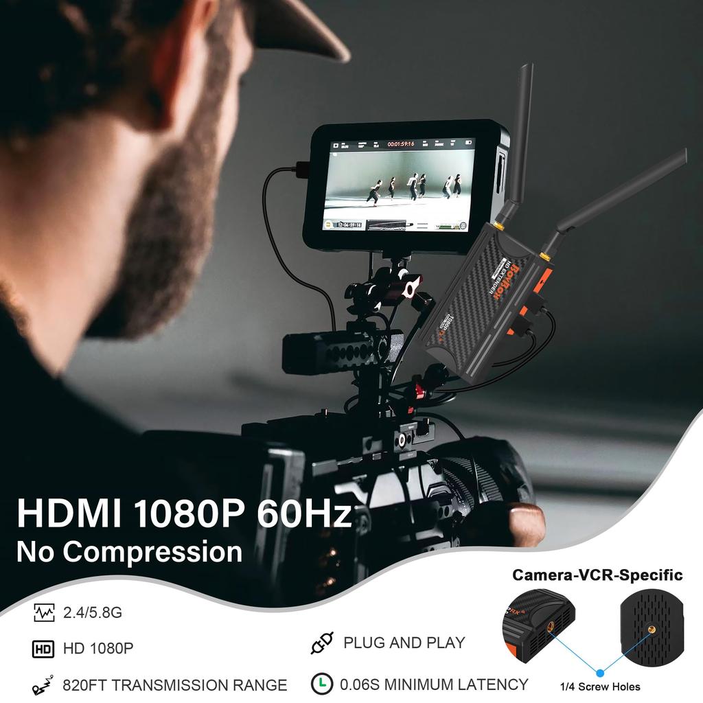 Wireless HDMI 1080P HD Wireless HDMI Wireless HDMI Expansion Wireless HDMI Transmitter with Infrared Remote Control for DSLR wirelessly from any