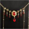 Tassel Chain Rhinestone Necklace Water Droplet Shiny Choker Retro Clavicle Chain  Bridal