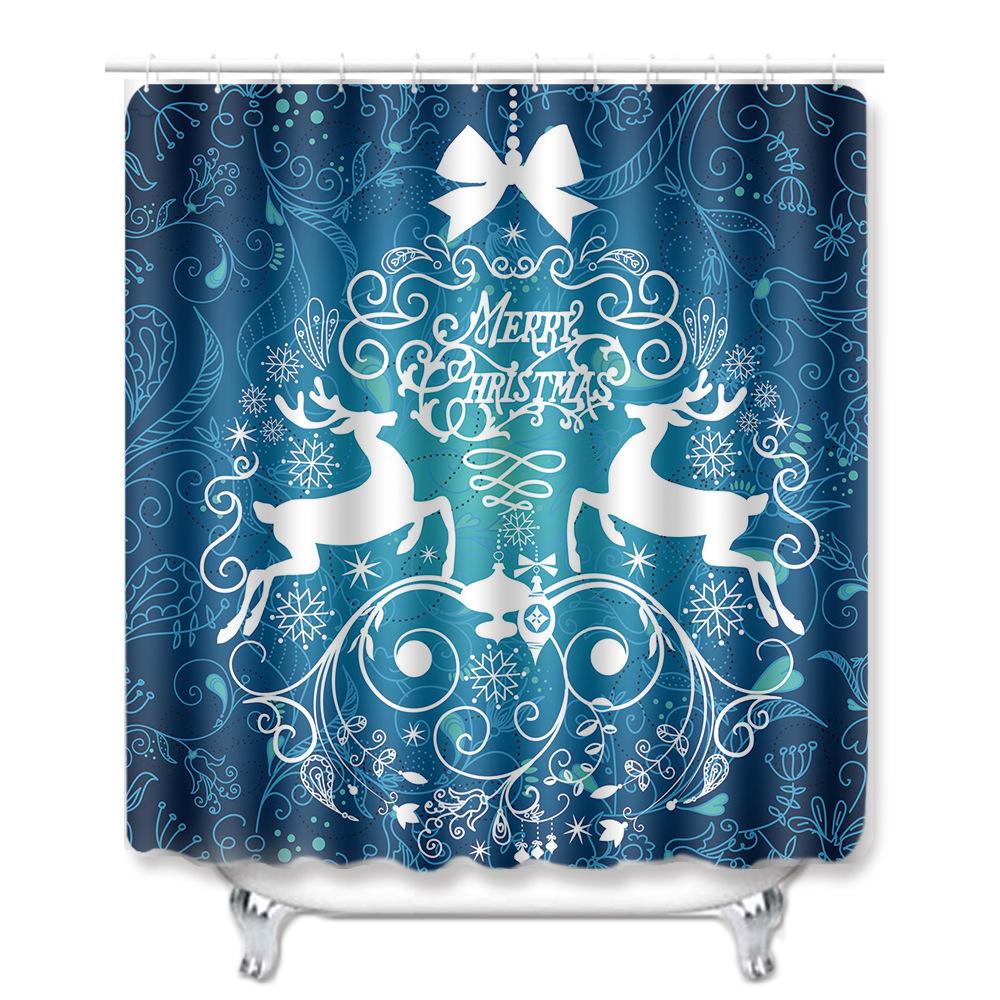 Hot Christmas Bathroom Shower Curtain Four-Piece Combination Floor Mat Bathroom Water-Absorbing Non-Slip Door Mat Carpet