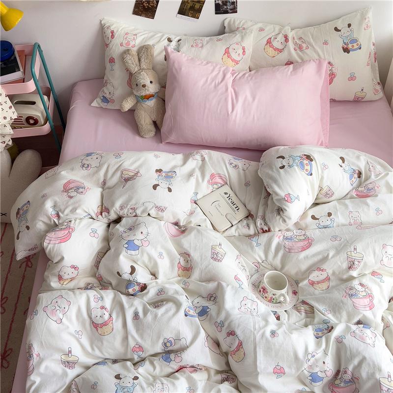 Set de lenjerie de pat 100% bumbac nor ultra-moale prietenos cu pielea set de 4 piese husă de plapumă respirabil clasa A textile de casă