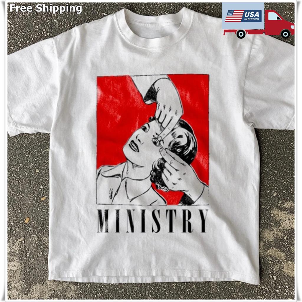 Ministry Band Fanart Design Unisex White Cotton T-shirt S-5XL