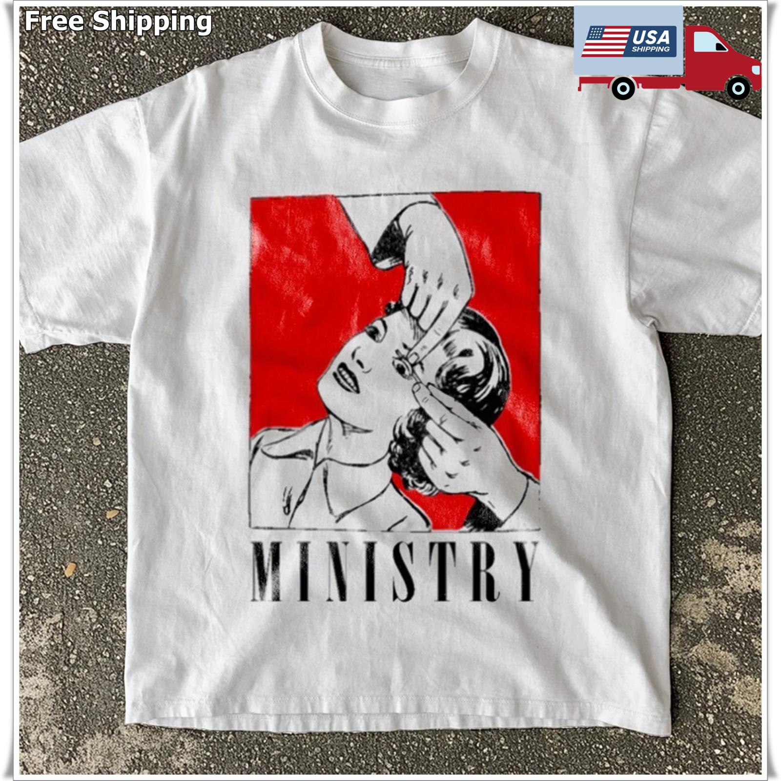 Ministry Band Fanart Design Unisex White Cotton T-shirt S-5XL S