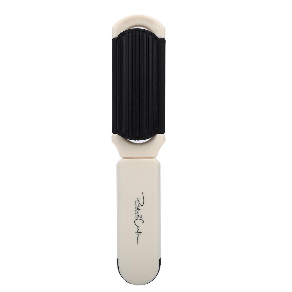 Folding Hair Brush with Mirror Portable Lightweight Pocket Size Massage Comb Hair Brush for Travel Cream White