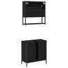 Bathroom Furniture Set with Shelf 2 Pcs Black Particleboard